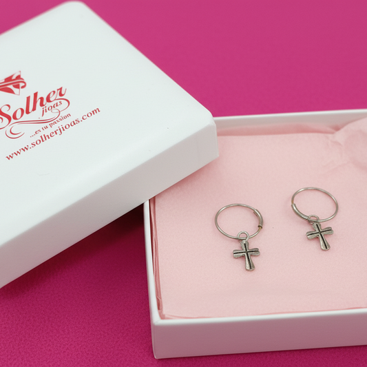 Argollas Aleatorio Cruz Plata