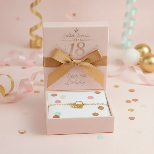 Pulsera Corazon Mis 18 Años Gold.