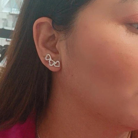 Pendientes Tres Corazones Silver.