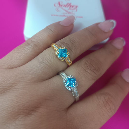 Anillo Aguamarina Plata