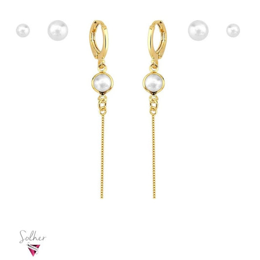 Trio  de Pendientes  de Perlas Gold.
