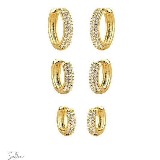 Trio de Argollas Tres Lirios Circonitas Gold.
