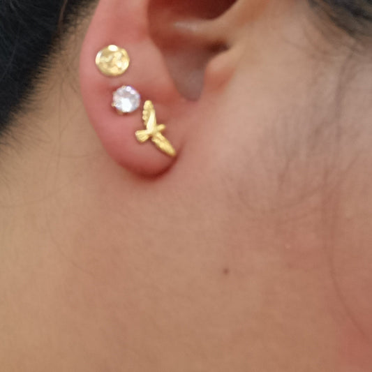 Trio de Pendientes Paloma Simbología del Espíritu Santo y Circón.