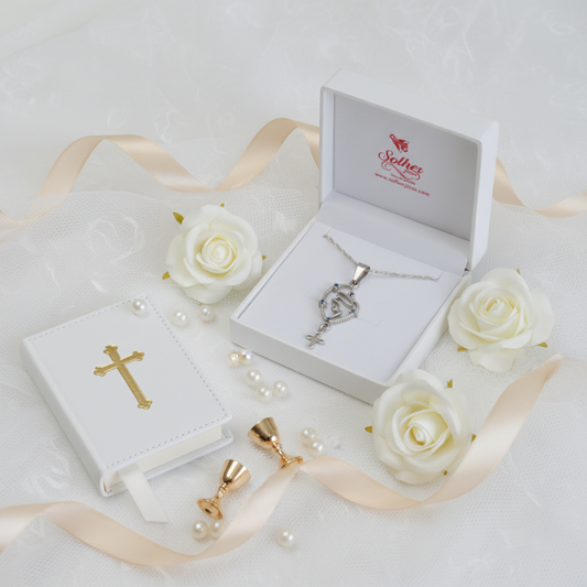 Cadena con Colgante Virgen María con Circonitas Plata.