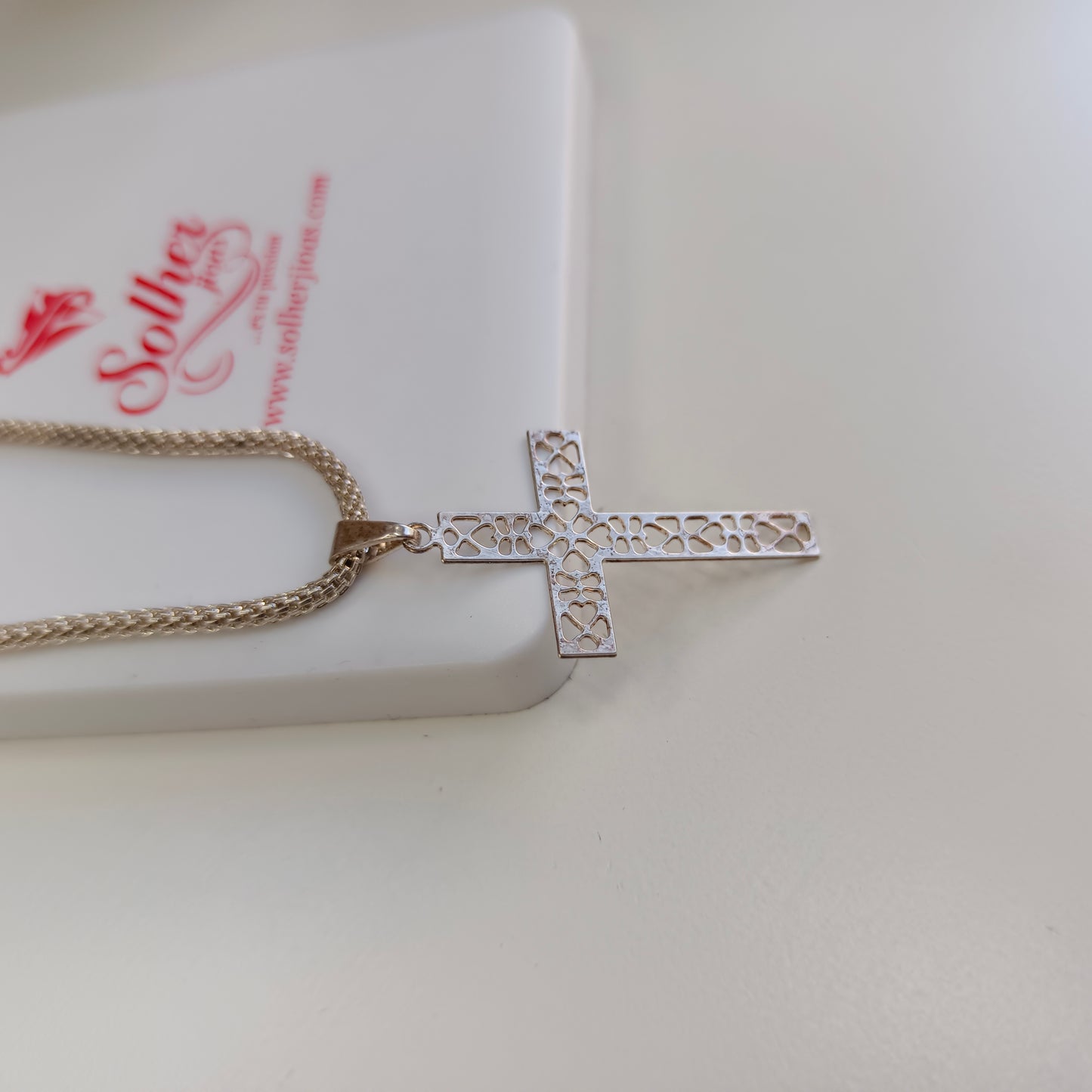 Cadena ⛓️ con Colgante Cruz Filigrana Plata