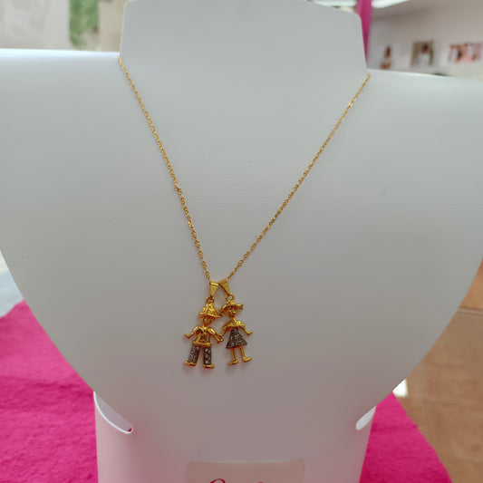 Cadena con colgantes y dos hijos personalizados