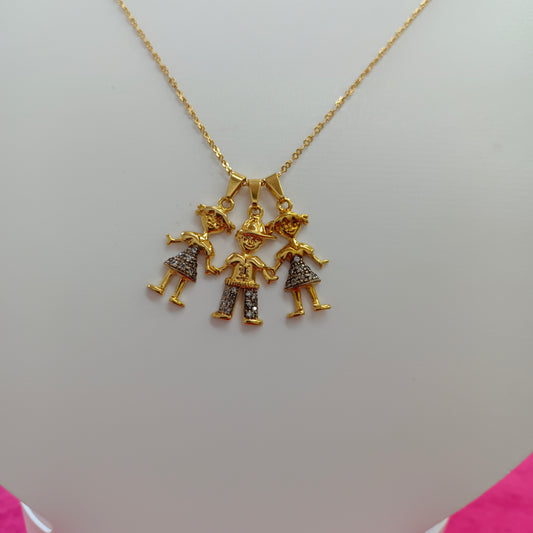 Cadena con Colgantes Tres hijos Personalizados