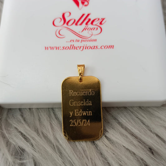 Colgante Placa Rectangular Personalizado Gold T M