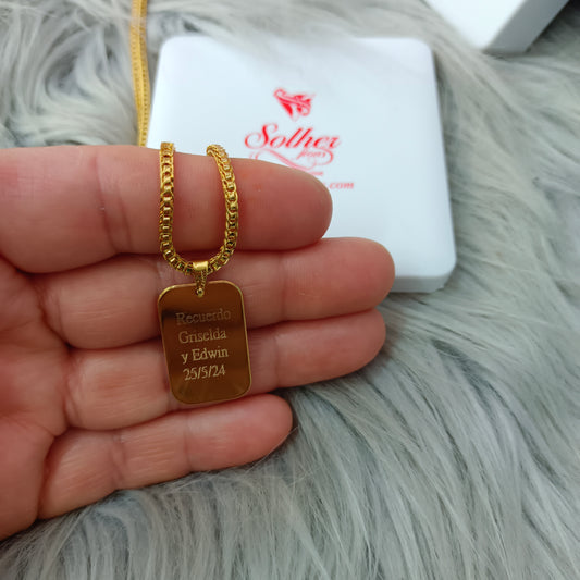 Cadena con Colgante  Placa Rectangular para personalizar