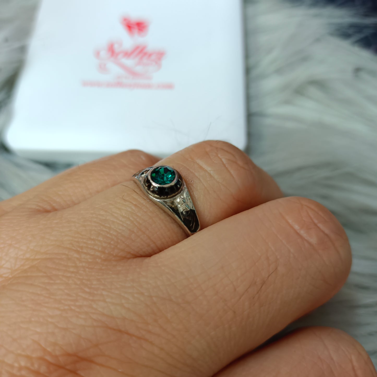 Anillo Turmalina Verde Plata