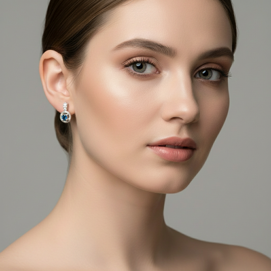 Pendientes con circonitas finas zafiro Silver.