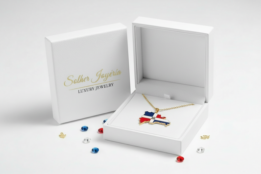 Cadena con Colgante Mapa Republica Dominicana 🇩🇴 Gold.