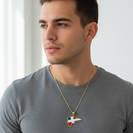 Colgante Mapa Republica Dominicana 🇩🇴 Gold.