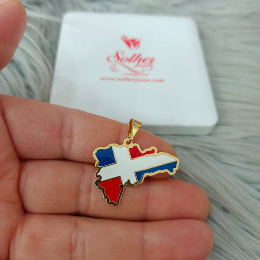 Colgante Mapa Republica Dominicana 🇩🇴 Gold.