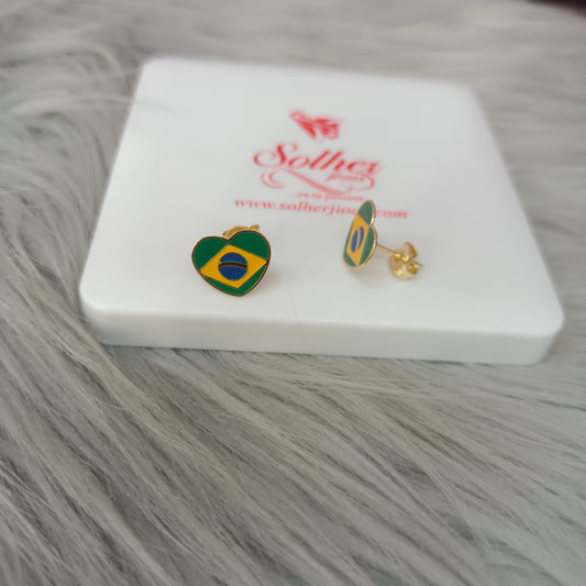 Pendientes corazón Brasil 🇧🇷 Gold.