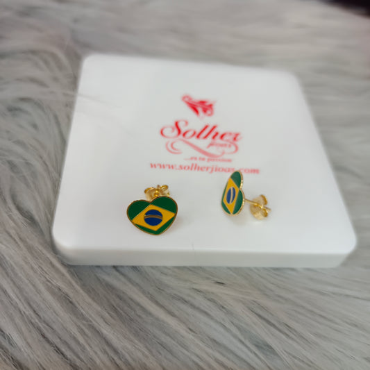 Pendientes corazón Brasil 🇧🇷 Gold.