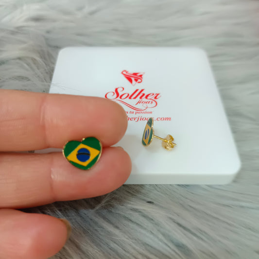 Pendientes corazón Brasil 🇧🇷 Gold.