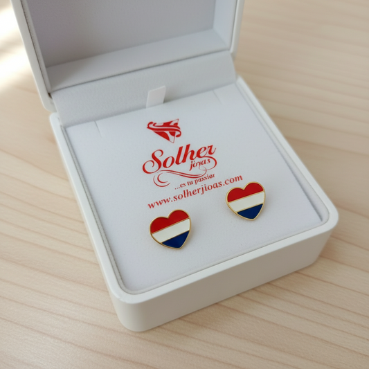 Pendientes Corazón Paraguay 🇳🇱. Gold.