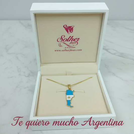 Cadena con Colgante Mapa Argentina Gold