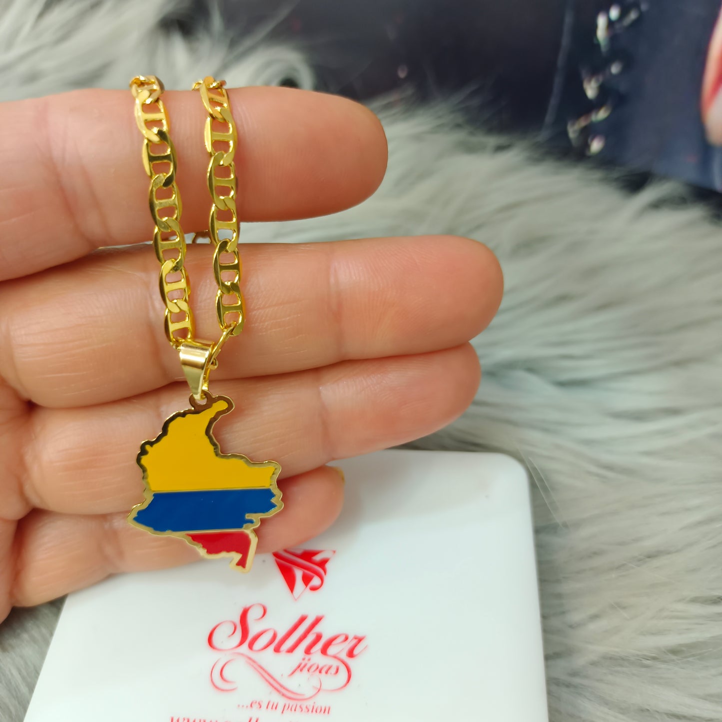 Cadena con Colgante Colombia L  🇨🇴