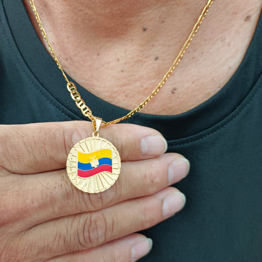 Cadena con Colgante Medalla 🏅 Ecuador 🇪🇨 M Gold
