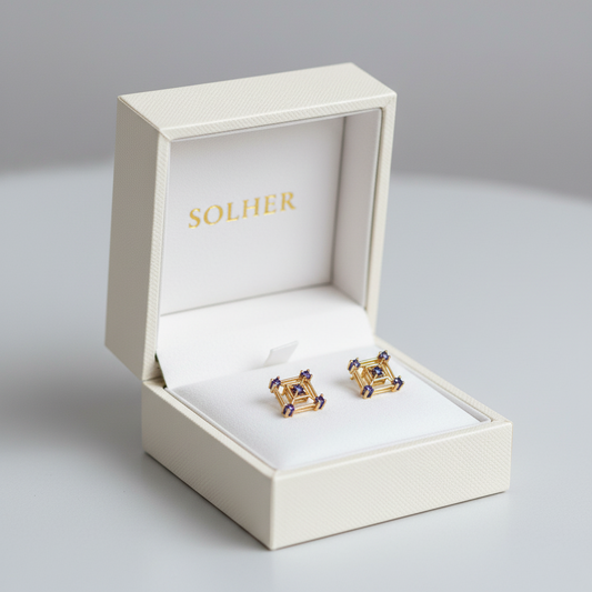 Pendientes 🕸️ Tela Araña circonitas color Zafiro.