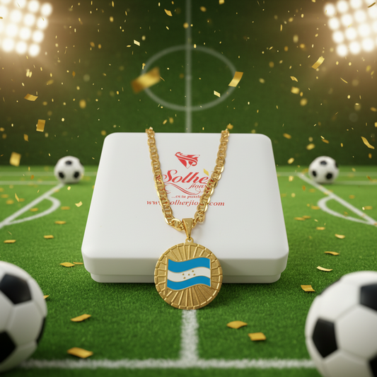 Cadena con Colgante Honduras  Medalla M Gold H .