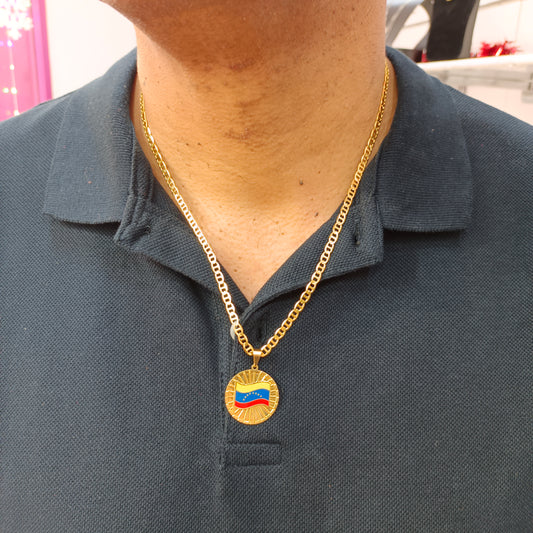 Cadena ⛓️ con Colgante Medalla 🏅 Venezuela 🇻🇪 T. M