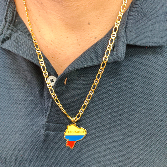 Cadena ⛓️ con Colgante Mapa Ecuador 🇪🇨 T: XL