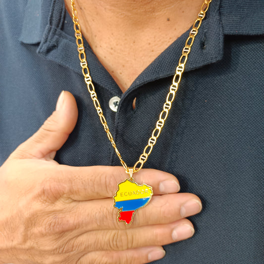 Cadena ⛓️ con Colgante Mapa Ecuador 🇪🇨 T: XL