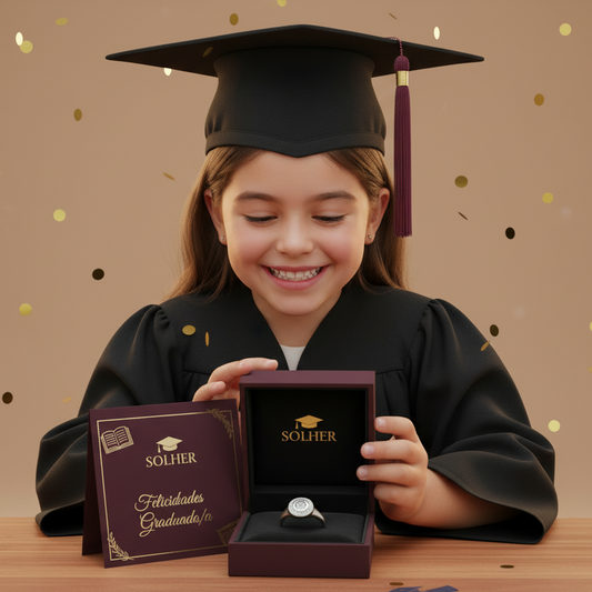 Anillo graduación para niña Circonitas  Plata