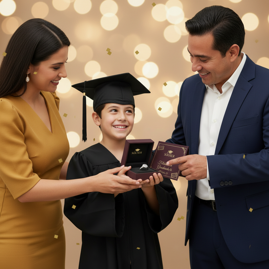 Anillo Circonitas Graduacion para  Niño  Plata