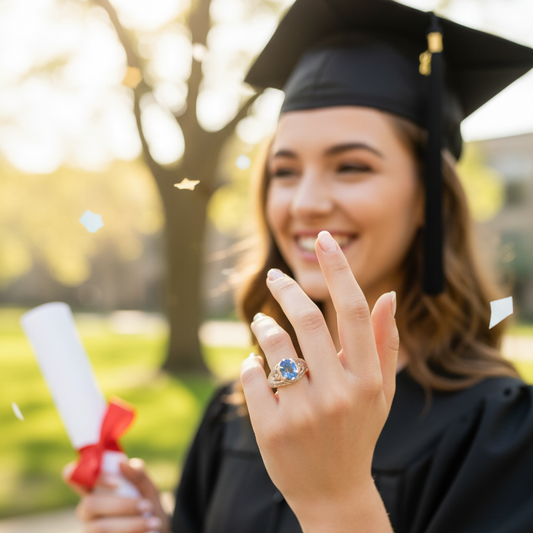 Anillo 🎓 graduación para Chica Silver.
