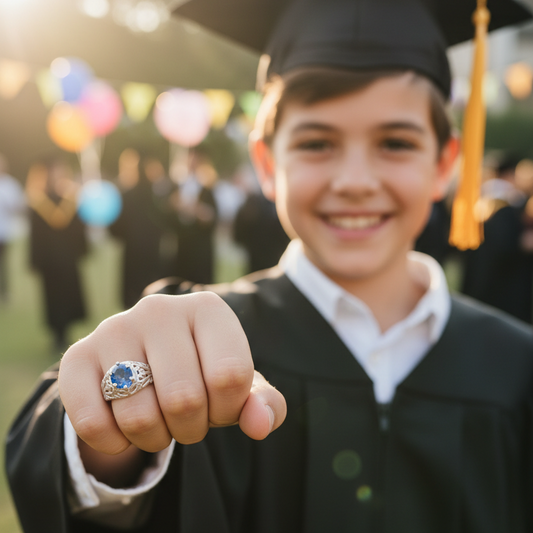 Anillo 🎓 graduación  para niño Silver