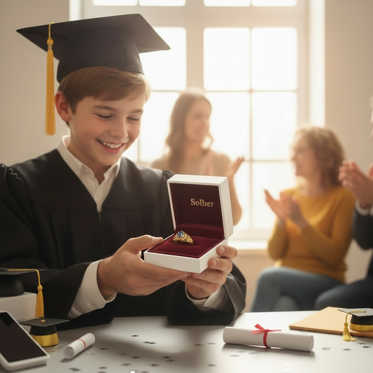 Anillo 🎓 graduación para  niño Gold.