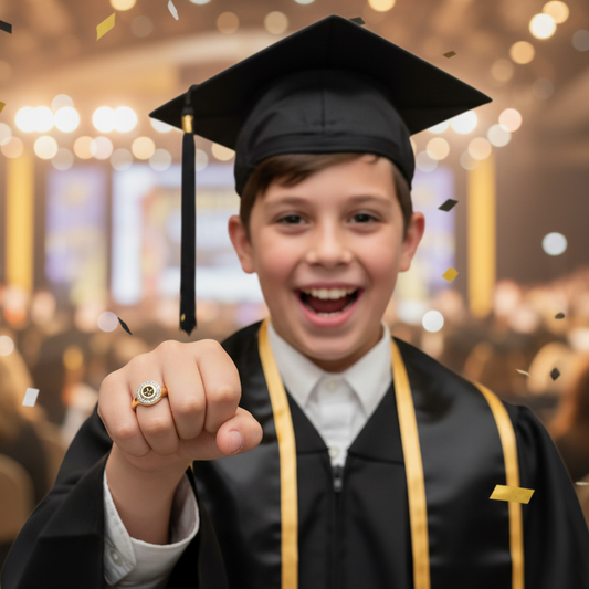 Anillo  Circonitas  Graduación 🎓 niño Gold