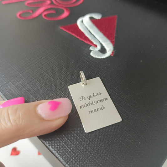 Placa Rectangular Bordado Plata