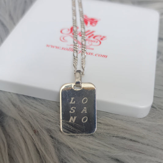 Cadena ⛓️ con Colgante Placa Rectangular T. S Silver.