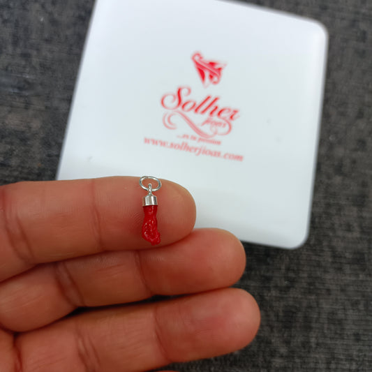 Colgante Manito T. XS  Coral Rojo Silver