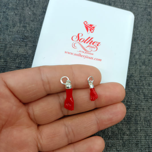 Colgante Manito T. XS  Coral Rojo Silver