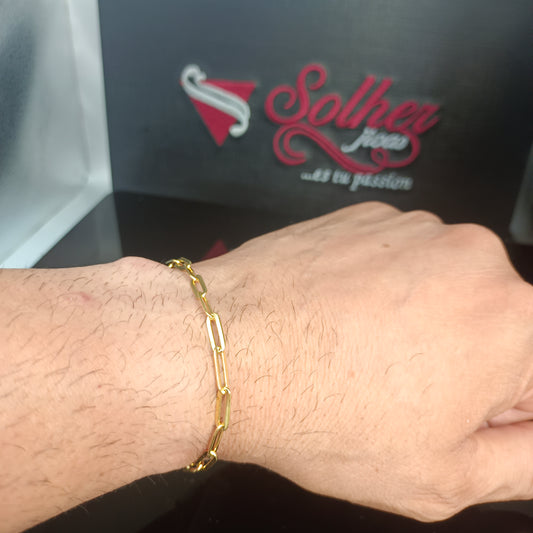 Pulsera Tejido Eslabón Rectangular  Silver and Gold. Grosor 7