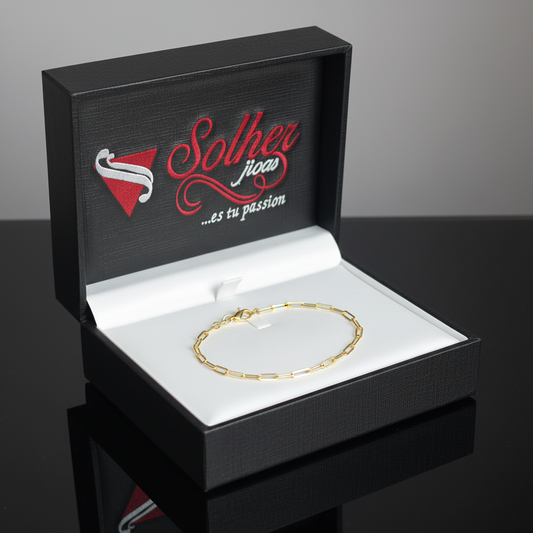 Pulsera Tejido Eslabón Rectangular  Silver and Gold. GR: 4