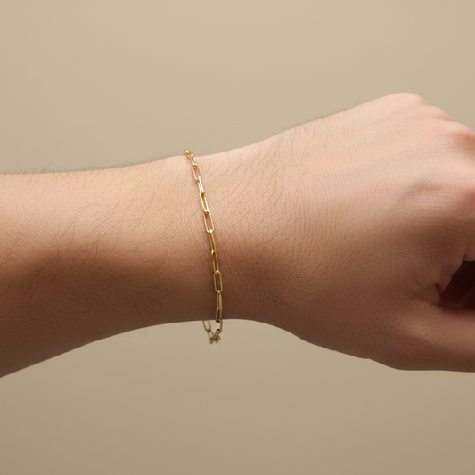 Pulsera Tejido Eslabón Rectangular  Silver and Gold. GR: 4