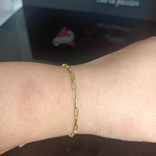 Pulsera Tejido Eslabón Rectangular  Silver and Gold. GR: 4
