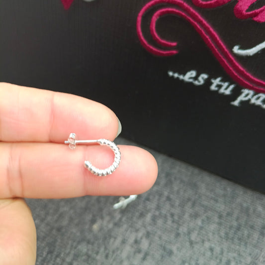 ARGOLLAS ARO PLATA 925 BOLITAS CIERRE DE PRESION.