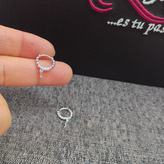Argolla PLATA 925 ARO BOLITAS RAYO 12MM PLATA DE CLIC