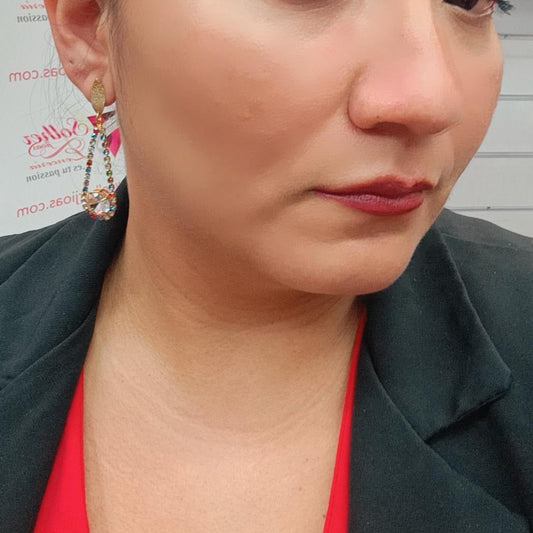 Pendientes Fiesta Multicolor Circonitas Finas  Gold