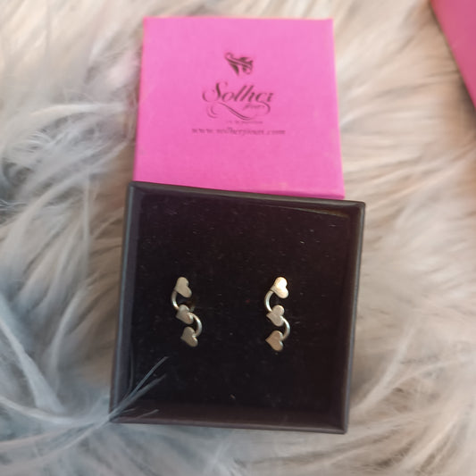 Pendientes  Tres Corazones  Plata.