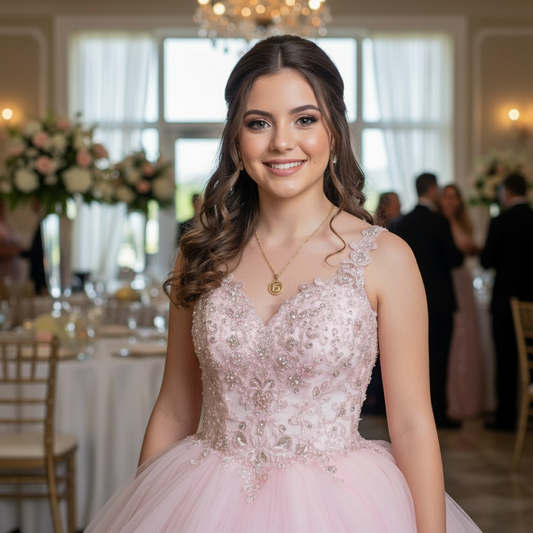 Cadena con Colgante Quince con  Relieve (