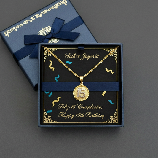 Cadena con Colgante Quince con  Relieve